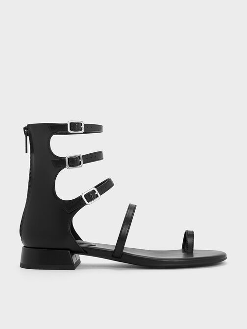 Lyric Gladiator Toe-Ring Sandals, Black, hi-res