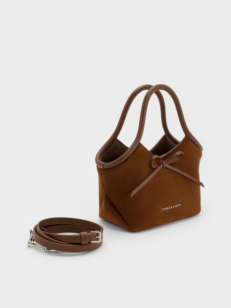 Hazel Bow Tubular Top Handle Bag, Pecan Brown, hi-res