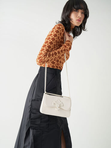 Meriah Chain Strap Crossbody Bag, Cream, hi-res
