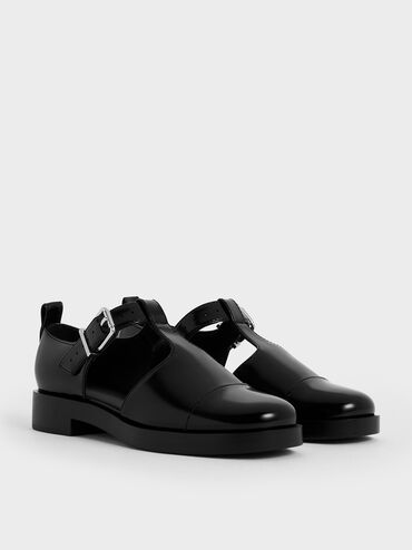 Charly T-Bar Buckled Sandals, Black Box, hi-res