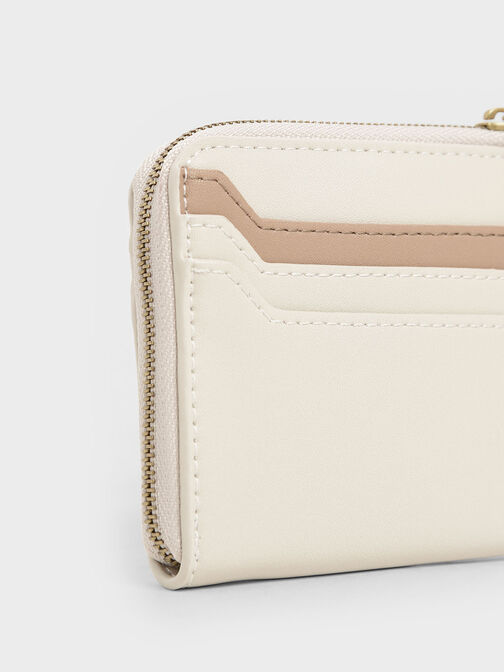 Two-Tone Zip Around Card Holder, Multi, hi-res