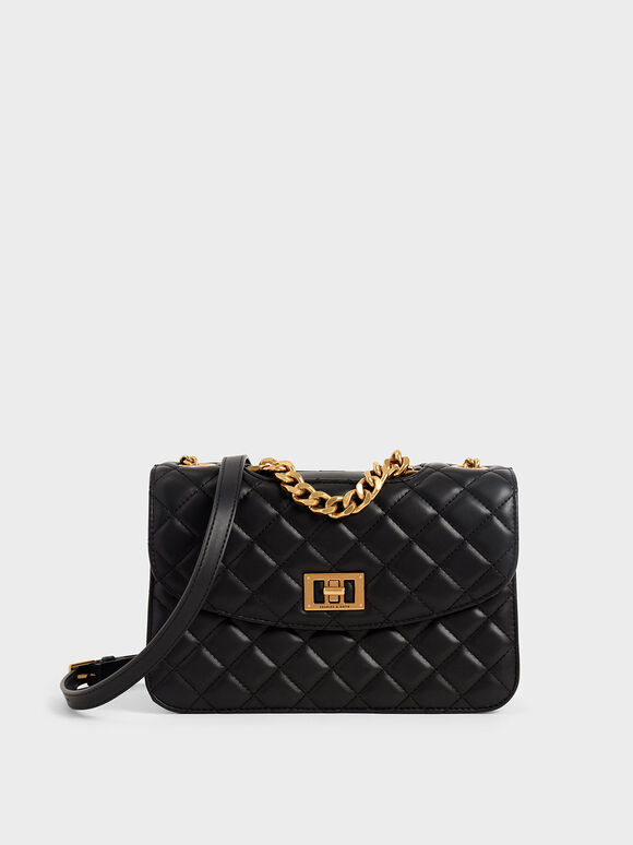 charles and keith turn lock tote bag