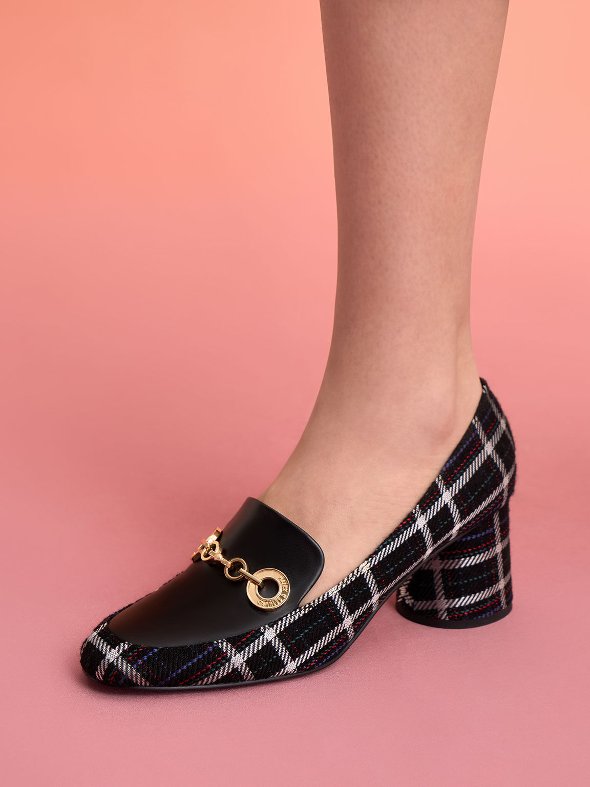 Circle Chain-Link Woven Loafer Pumps, Multi, hi-res