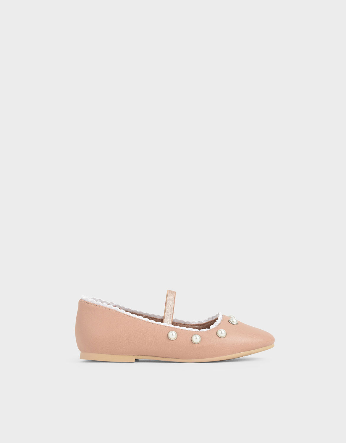 Nude Girls' Studded Mary Jane Flats 