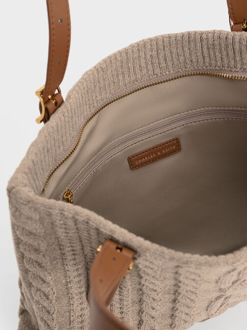 Apolline Textured Tote Bag, Taupe, hi-res