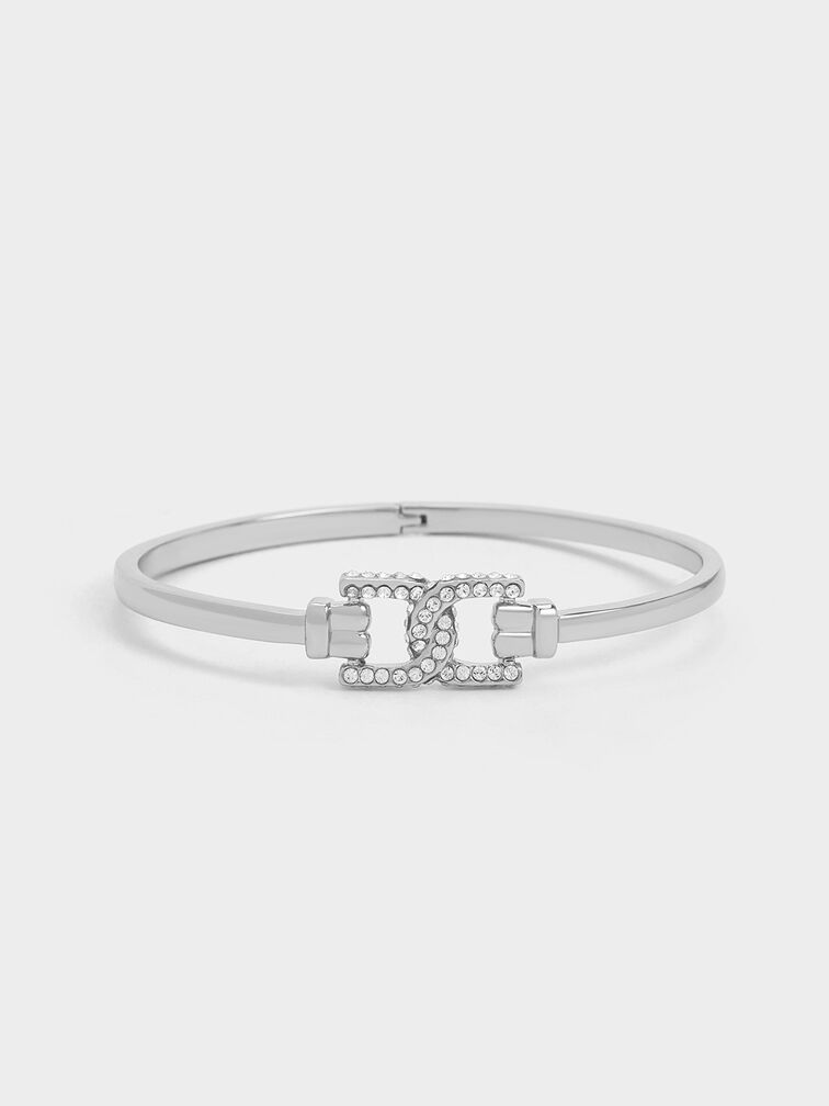 Brazalete Gabine con cristal de Swarovski, Plateado, hi-res