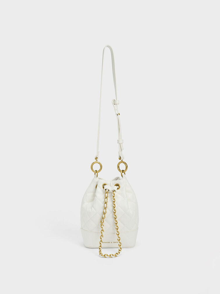 Quilted Bucket Bag, Ivory, hi-res