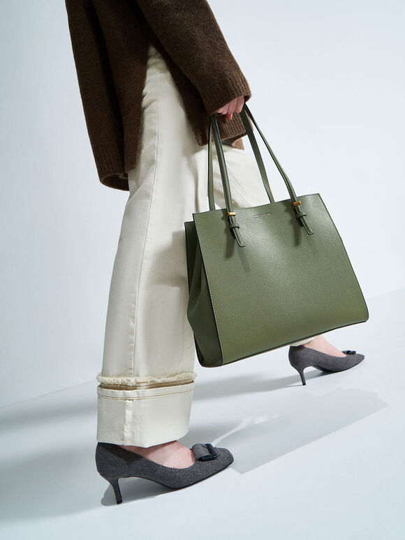 Large Double Handle Tote Bag, Olive, hi-res