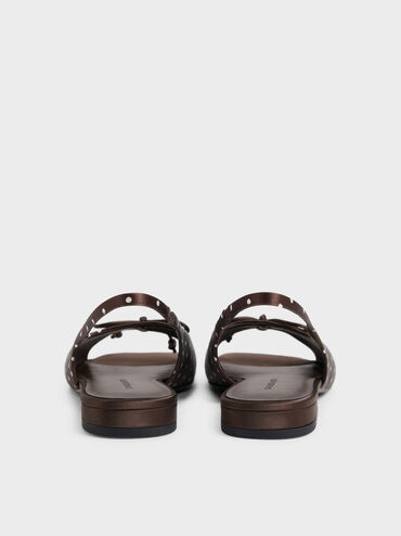 Imani Polka-Dot Bow Slingback Sandals, Dark Brown Textured, hi-res