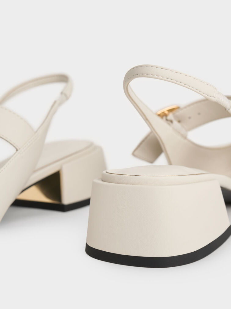 Buckle Strap Slingback Pumps, Chalk, hi-res