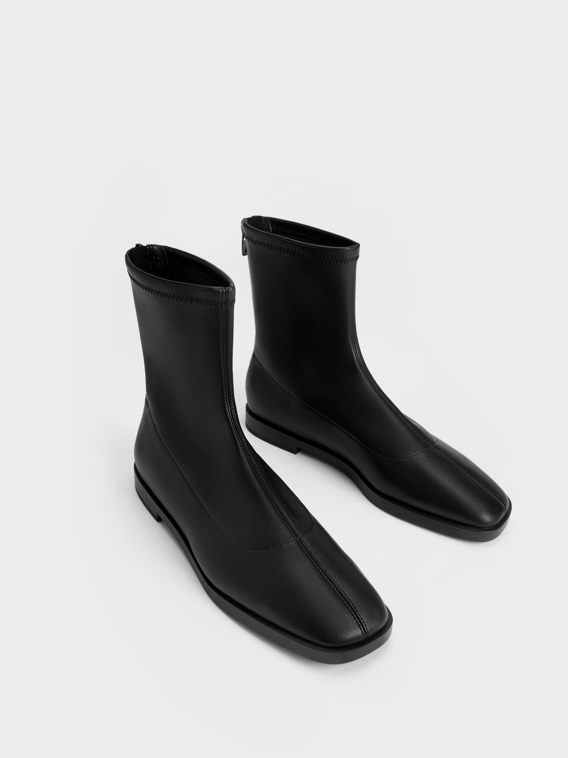 Black Zip-Up Ankle Boots - CHARLES & KEITH US