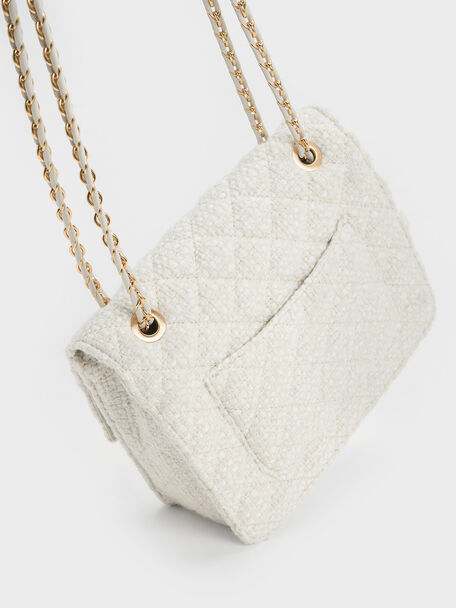 Cressida Tweed Chain Strap Bag, Chalk, hi-res