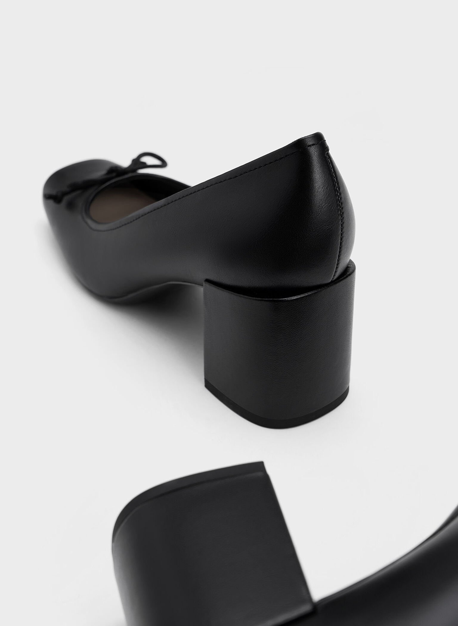 Bow Square-Toe Pumps, Black, hi-res