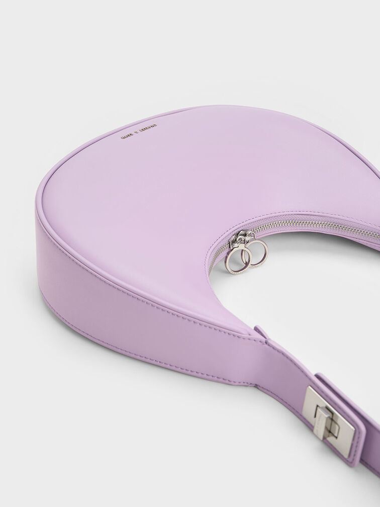 Crescent Hobo Bag, Lilac, hi-res