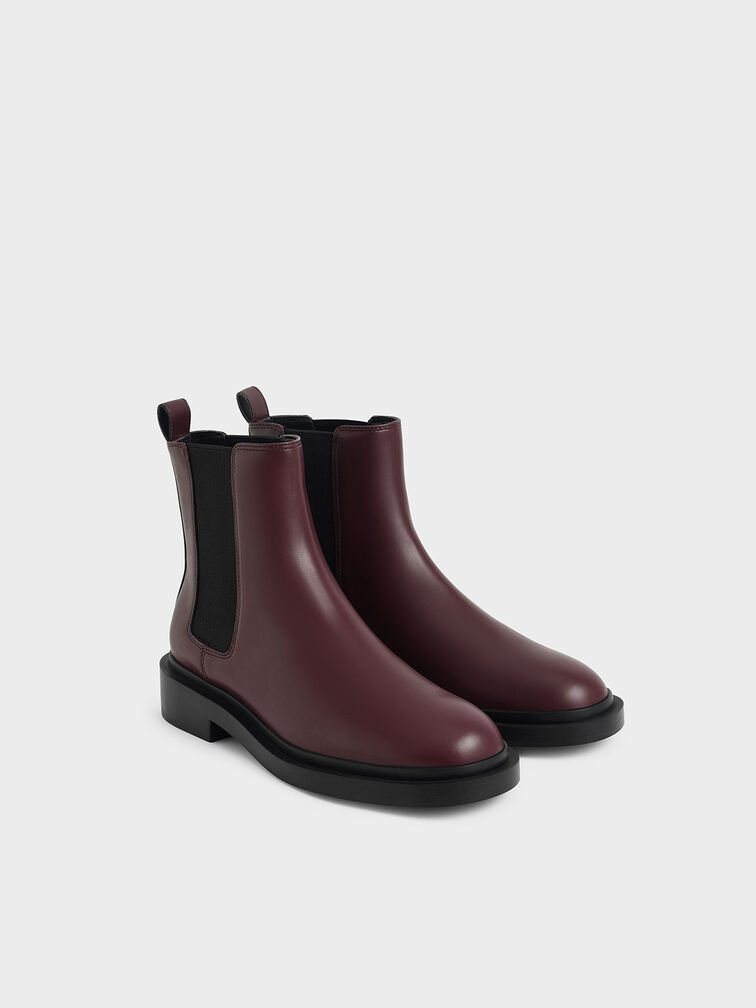 Chelsea Block-Heel Boots, Burgundy, hi-res