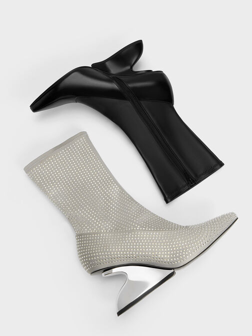 Zania Sculptural Heel Boots, Black, hi-res