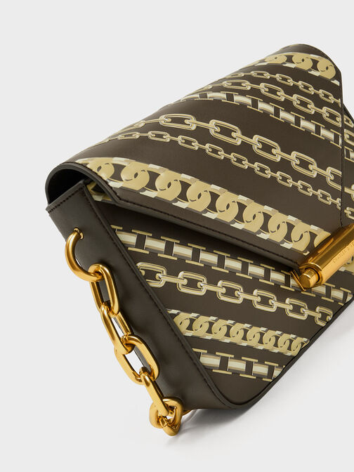 Lola Printed Envelope Crossbody Bag, Brown, hi-res