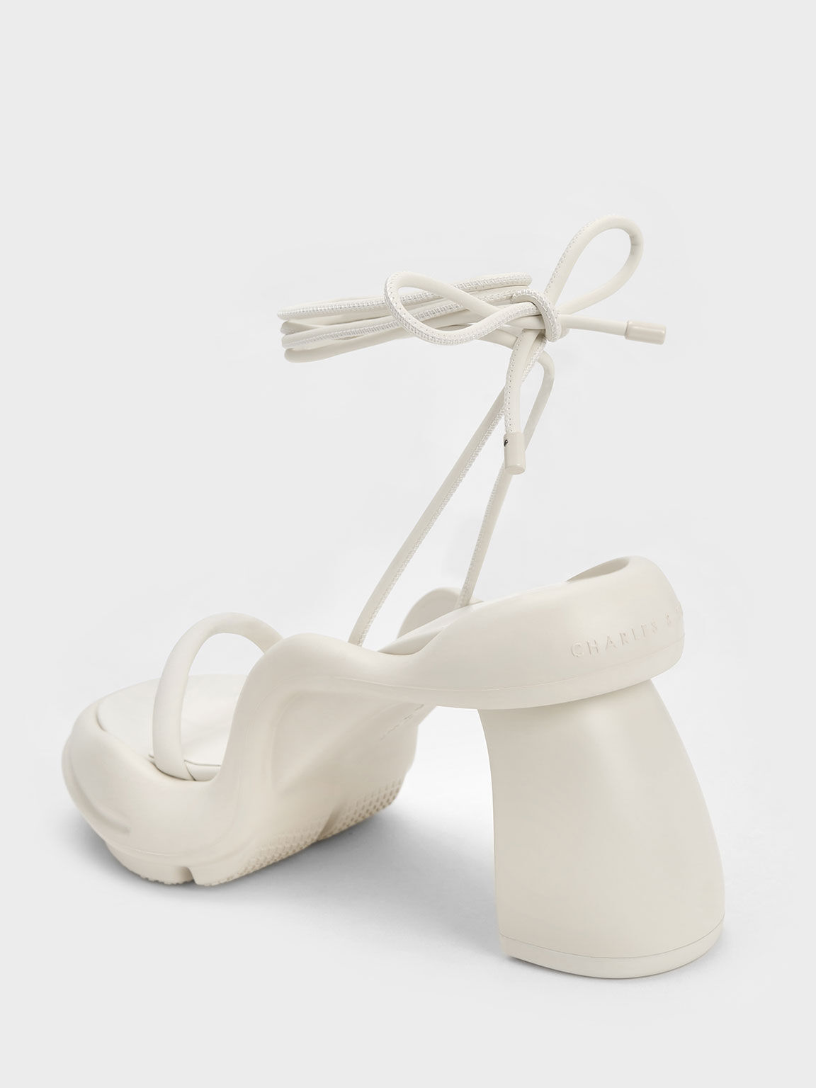 Leila Tie-Around Sculptural Sandals, Cream, hi-res