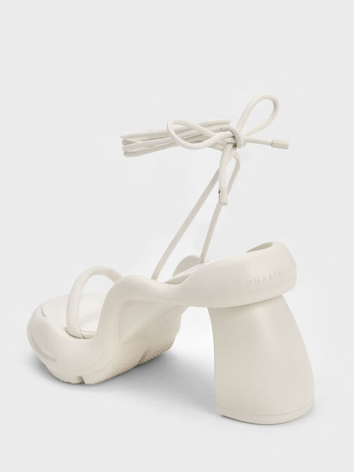 Leila Tie-Around Sculptural Sandals, Cream, hi-res