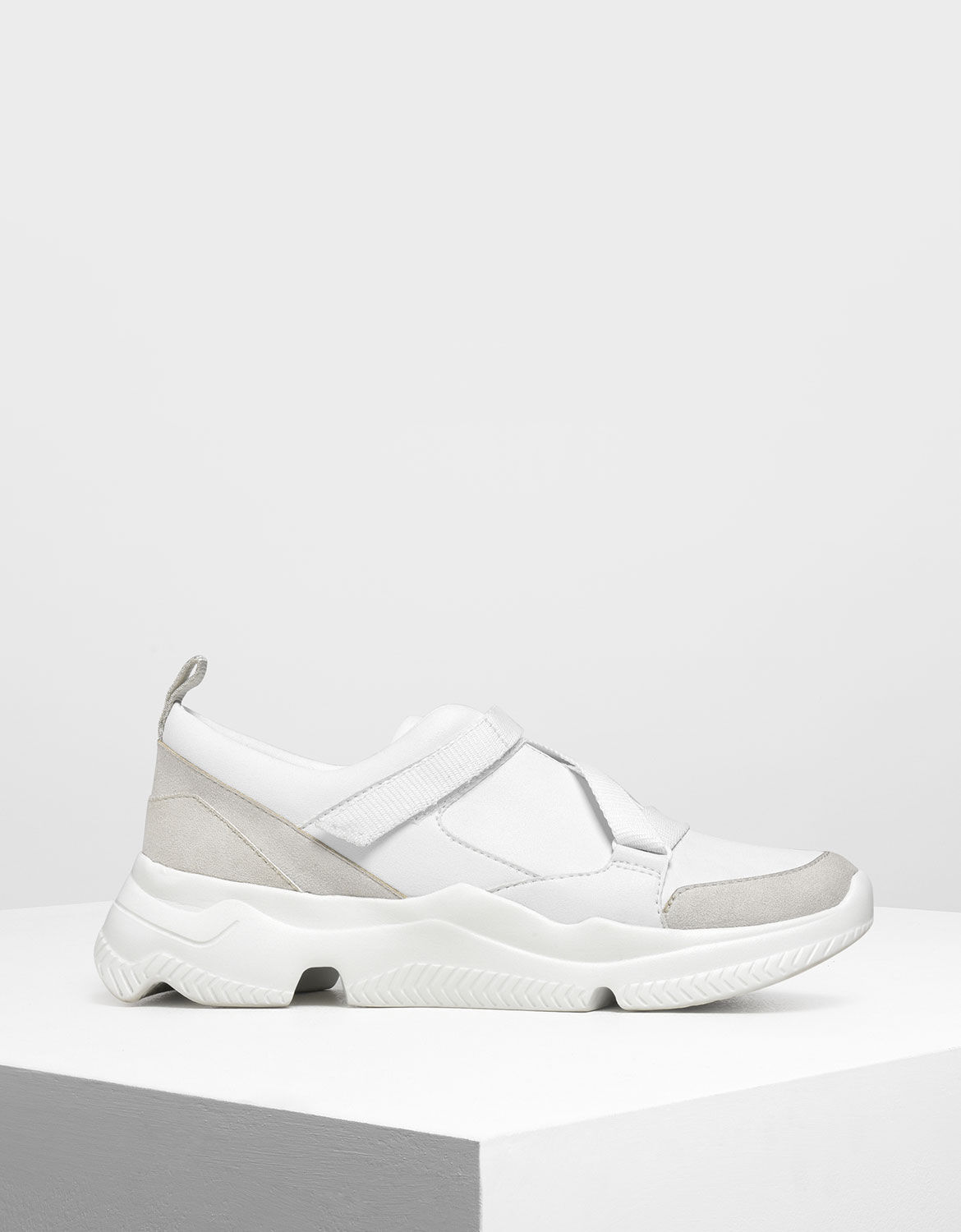 White Velcro Slip-On Sneakers | CHARLES 
