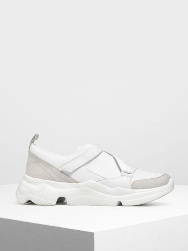 Velcro Slip-On Sneakers, White, hi-res