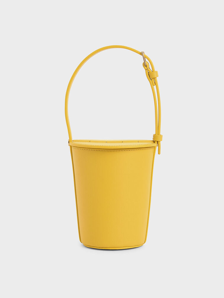 Cylindrical Bucket Bag, Yellow, hi-res