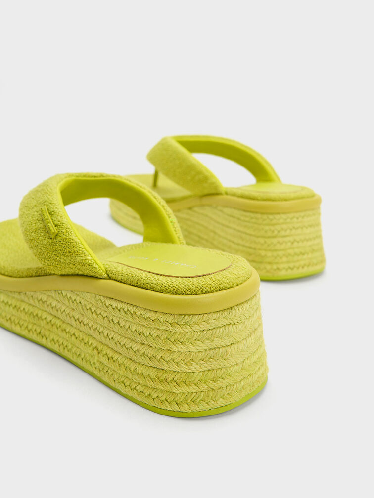 Woven Espadrille Thong Sandals, Lime, hi-res