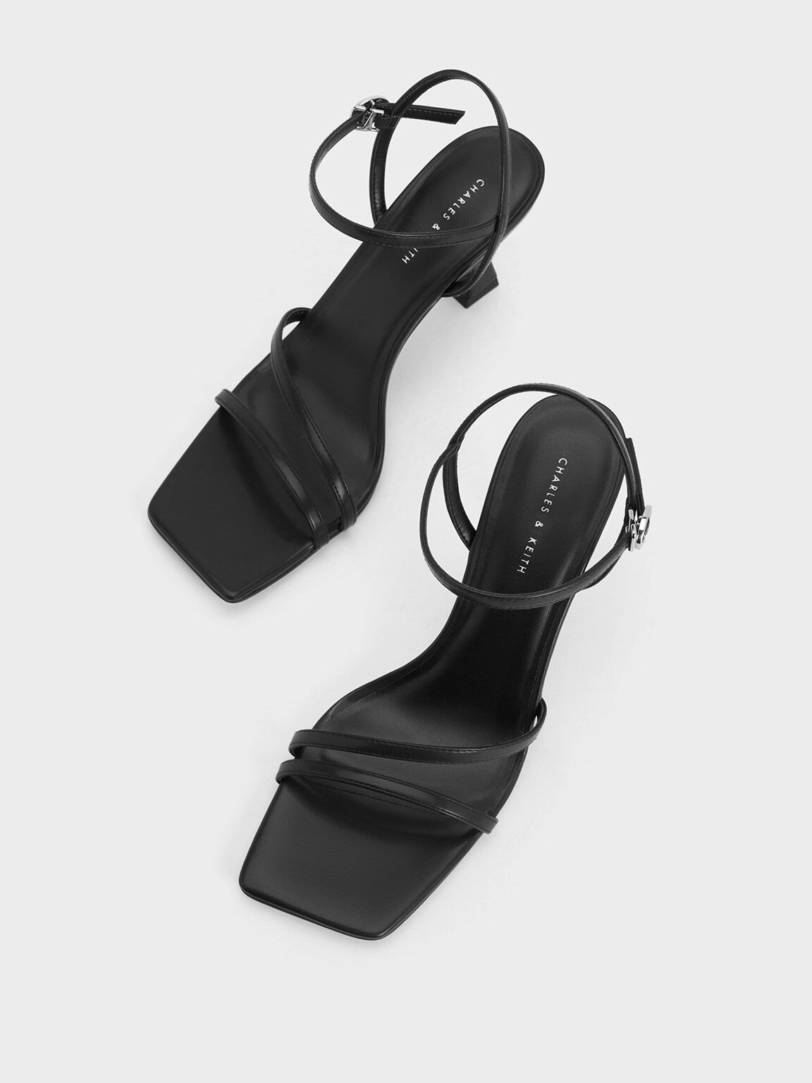 ZARA black strappy leather sandal heels ankle strap sold out blogger US 10  41 | eBay