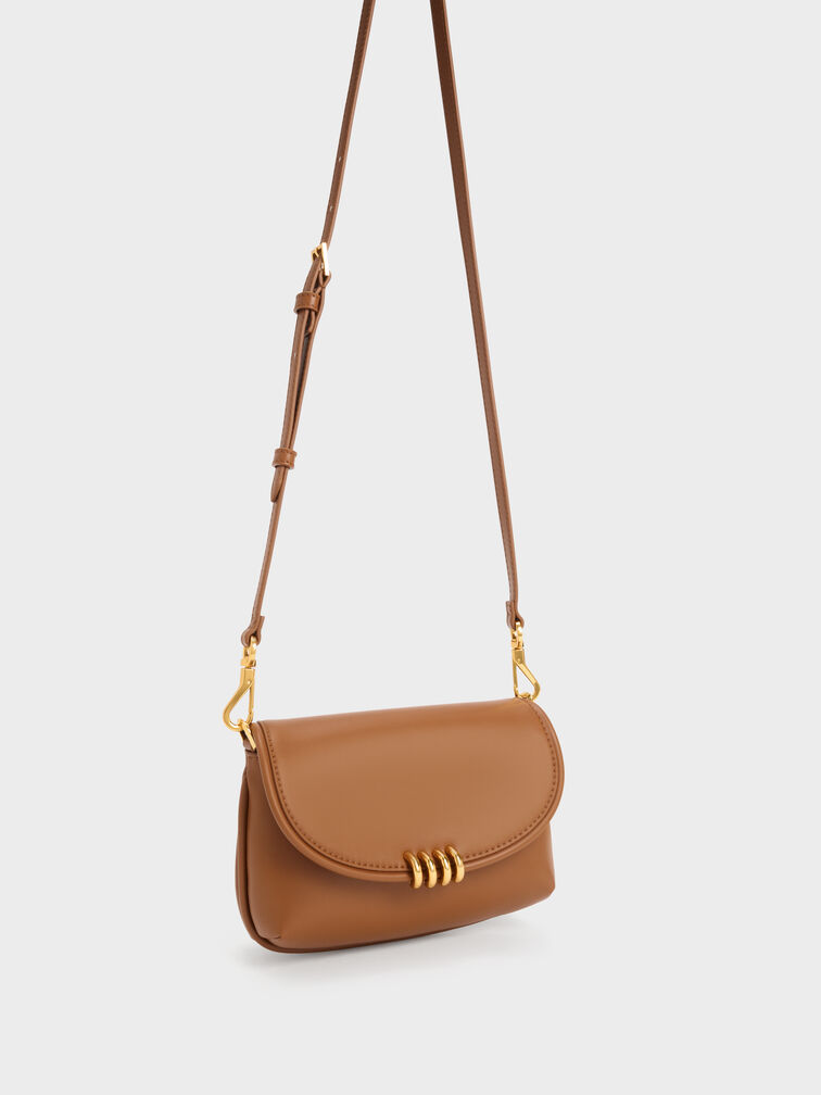 Osiris Metallic Accent Curved Bag, Chocolate, hi-res