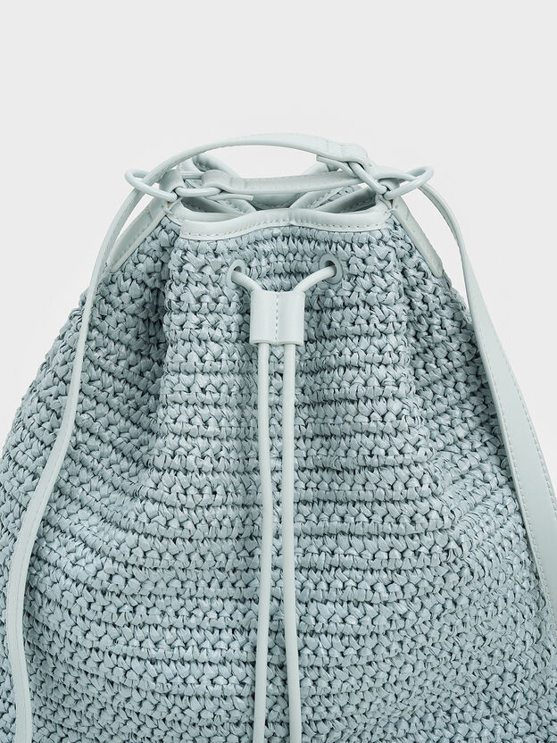 Neva Woven Two-Way Bucket Bag, Sage Green, hi-res