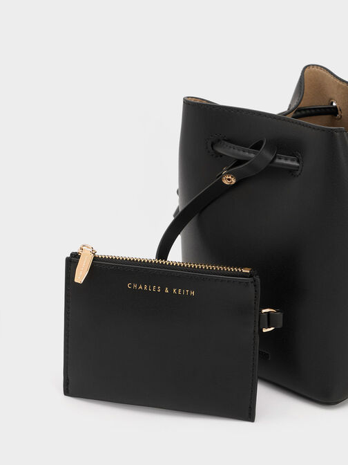 Cube Knotted Bucket Bag, Black, hi-res