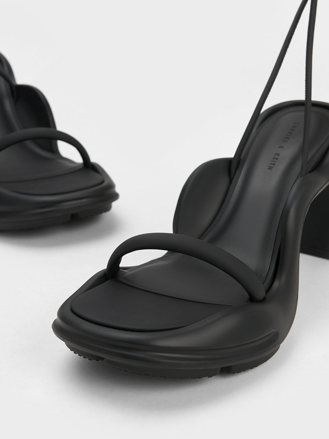 Leila Tie-Around Sculptural Sandals, Black, hi-res