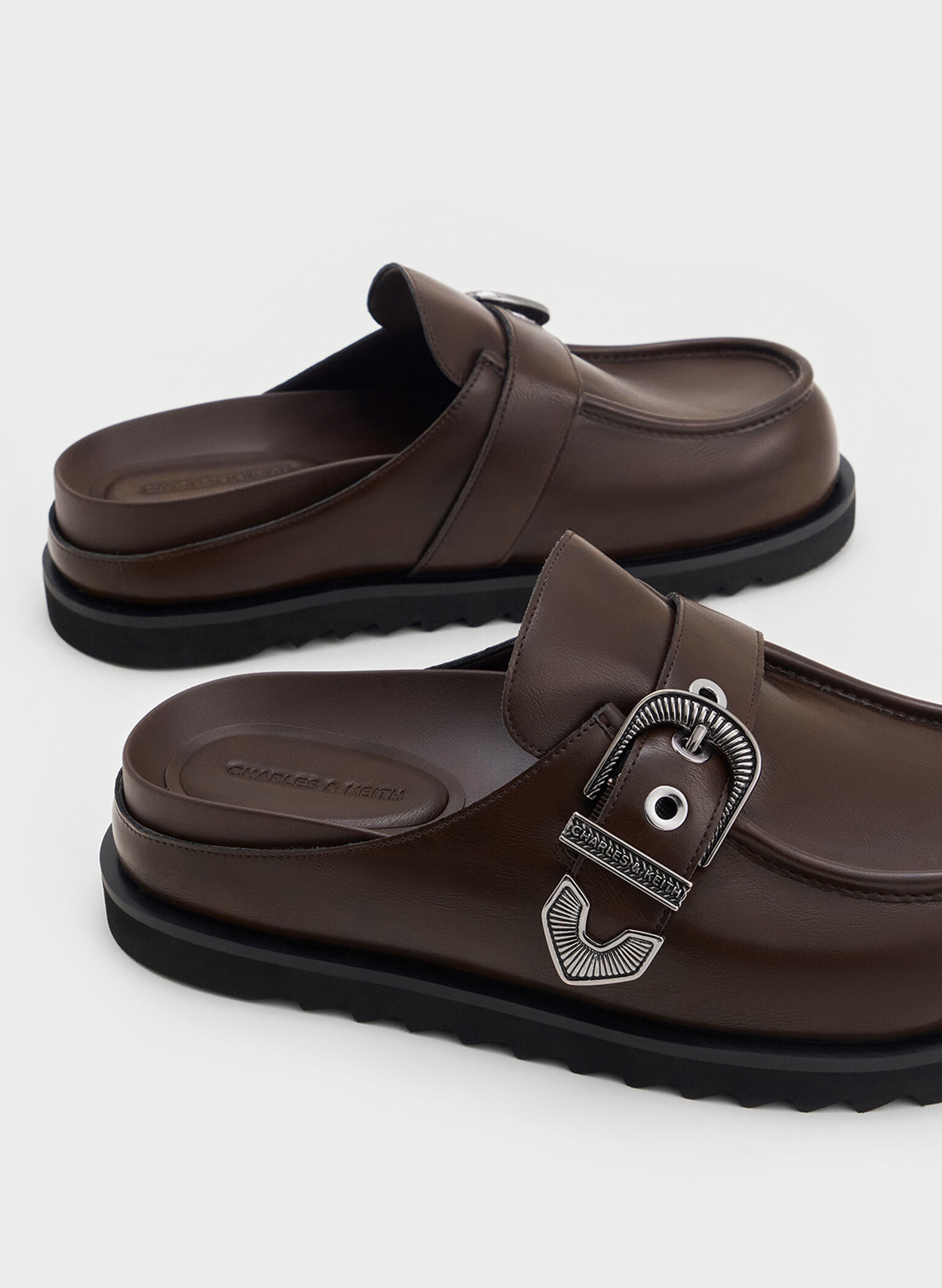 Kirke Buckle-Strap Flatform Mules, Dark Brown, hi-res
