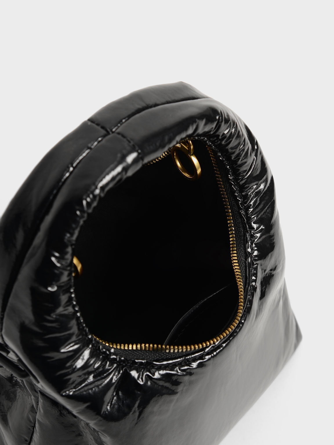 Black Arch Wrinkled-Effect Puffy Bag - CHARLES & KEITH US