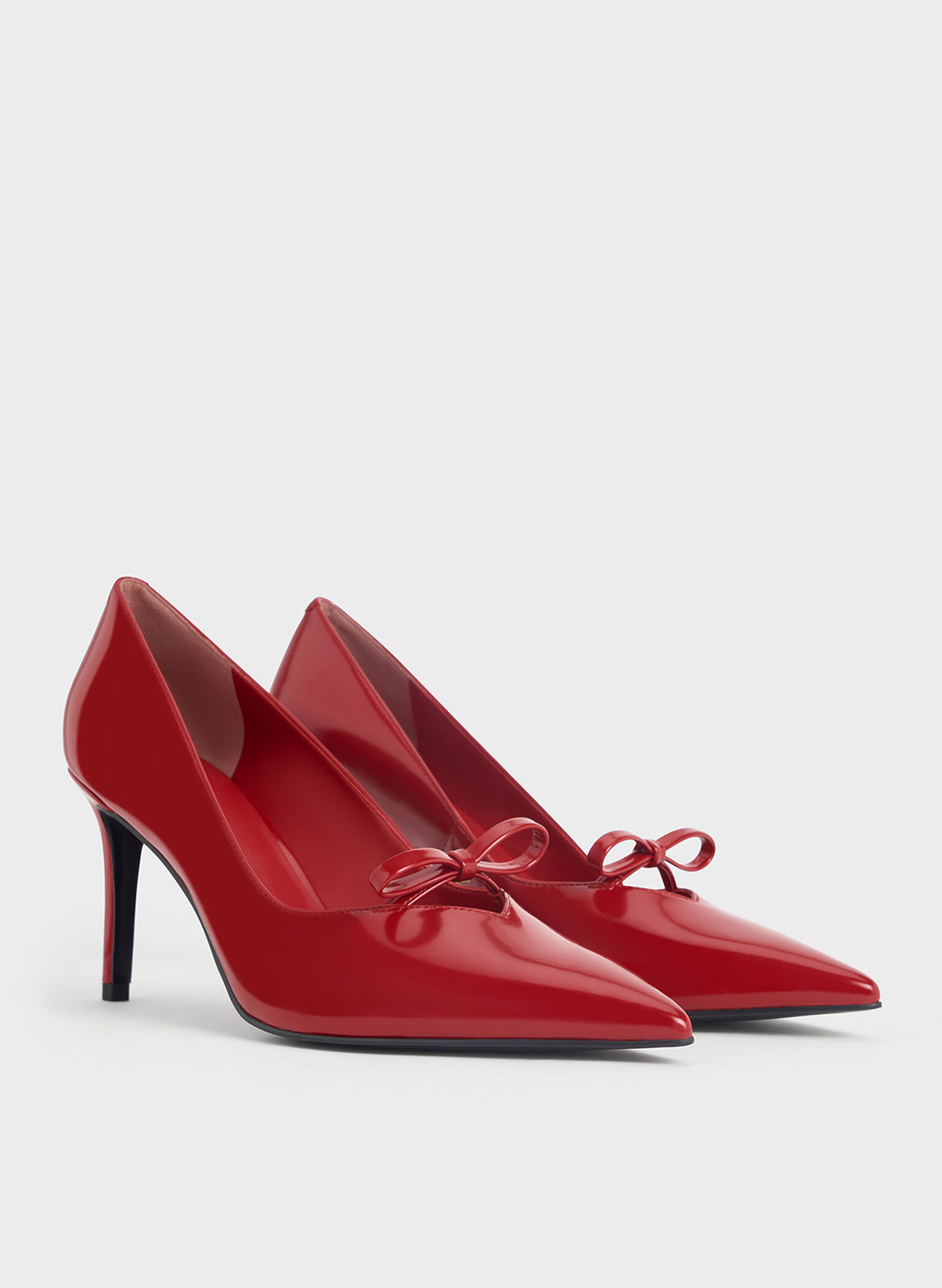 Tacones puntiagudos con lazo, Rojo, hi-res