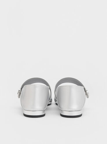 Yara Metallic Mary Jane Flats, Silver, hi-res