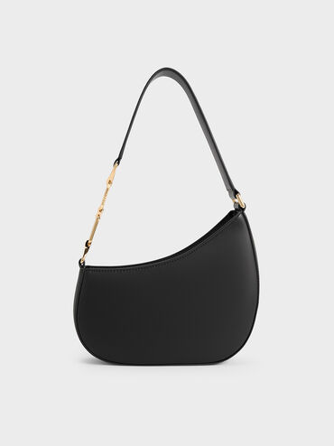 Bolso Agatha con detalles de cadena, Negro, hi-res