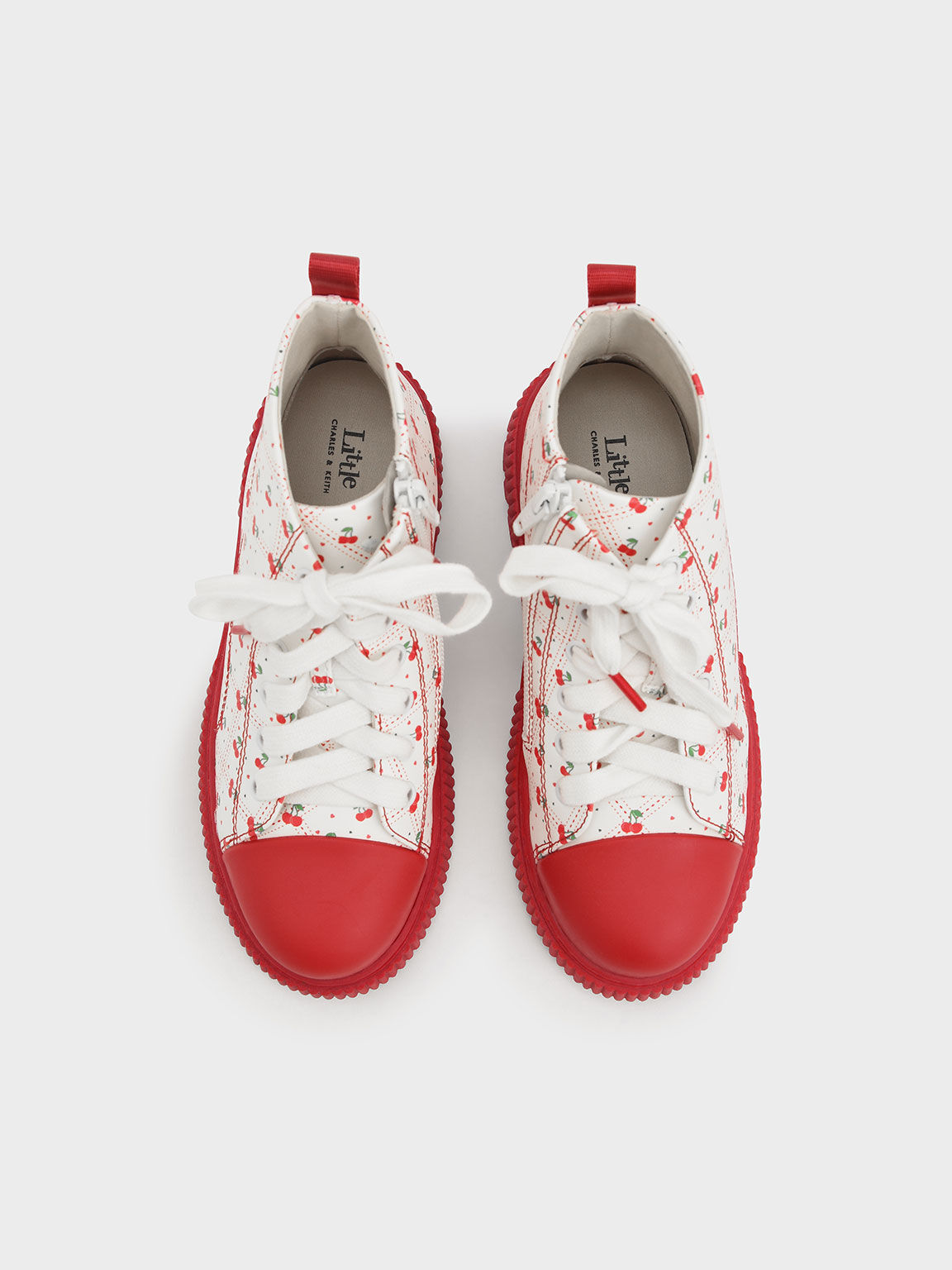 Girls' Cherry-Print High-Top Sneaker Boots, Red, hi-res