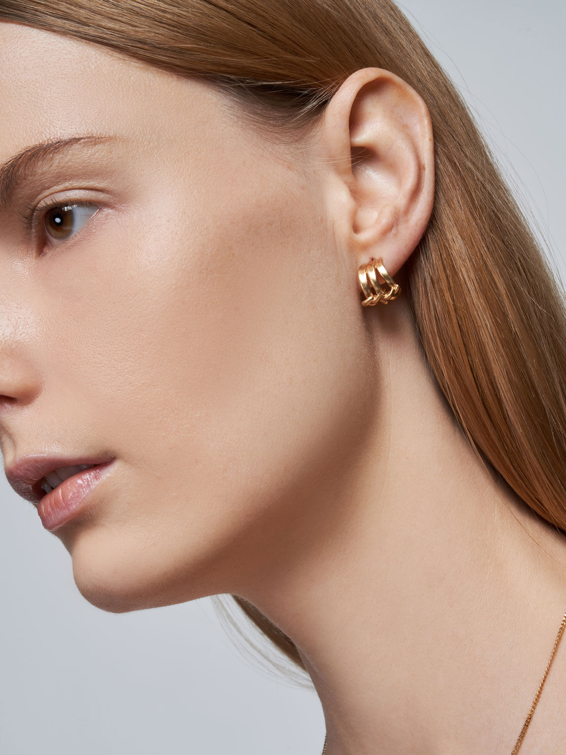 Sculptural Stud Earrings, Brush Gold, hi-res