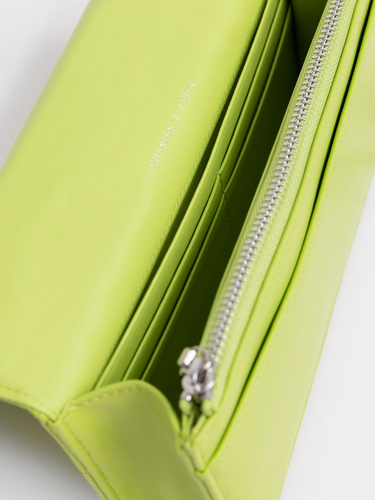 Paffuto Chain Handle Quilted Long Wallet, Lime, hi-res