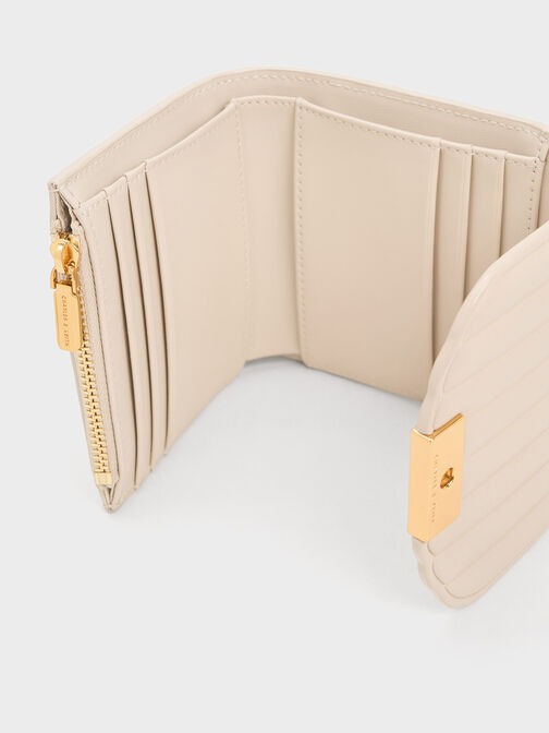 Astrid Panelled Small Wallet, Beige, hi-res