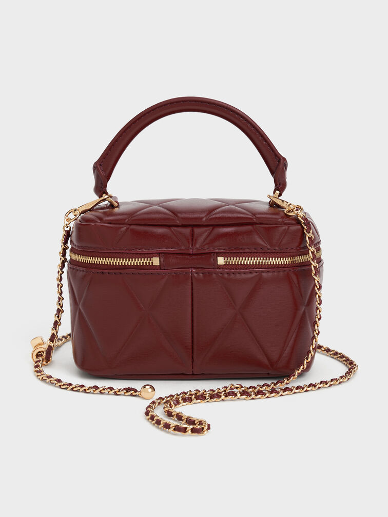 Arwen Quilted Top Handle Vanity Bag, Burgundy, hi-res