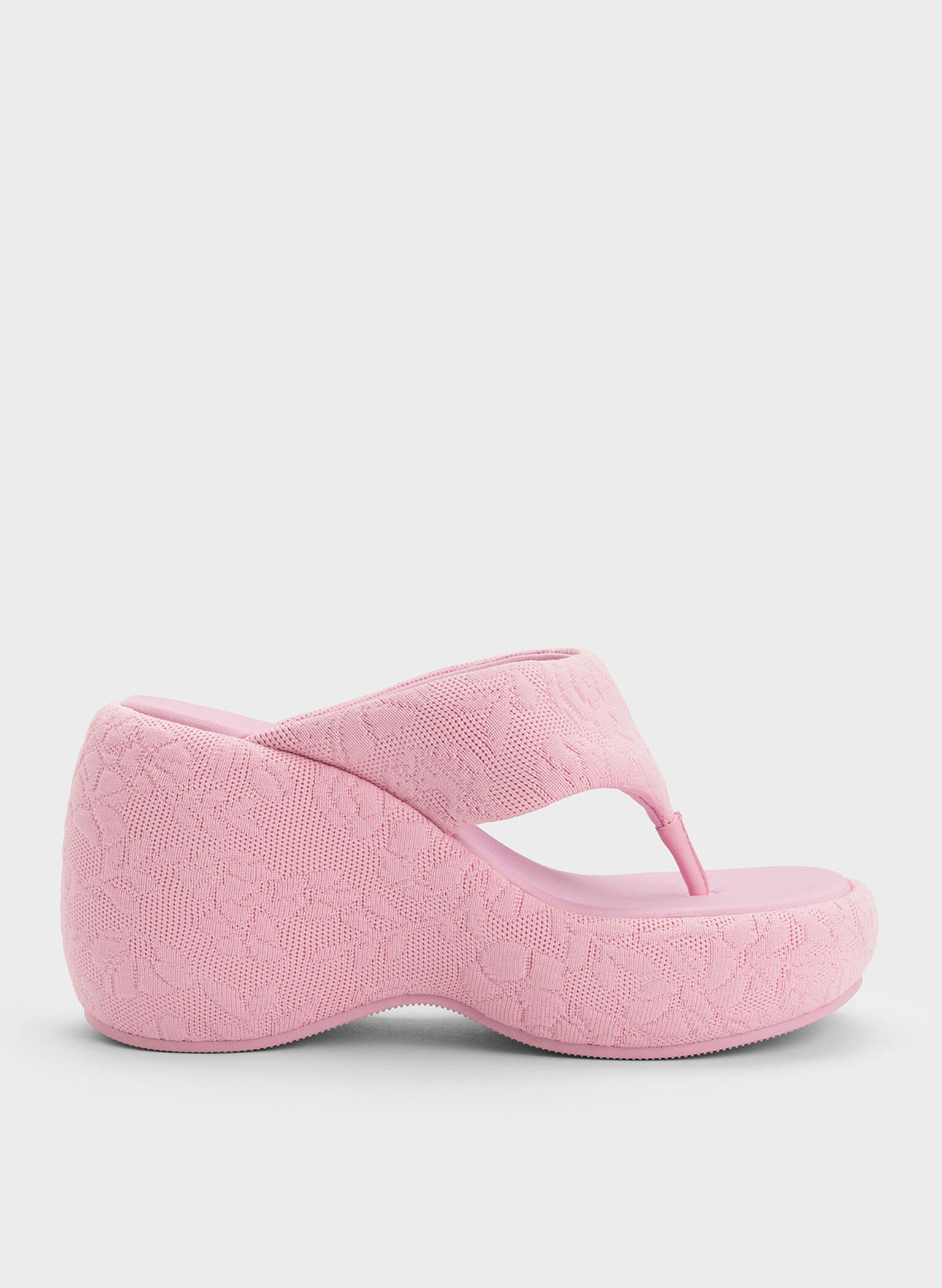 Pink Noemi Knitted Platform Wedges CHARLES & KEITH OM