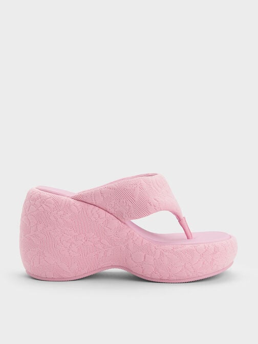 Noemi 寬帶夾腳楔型拖鞋, 粉紅色, hi-res