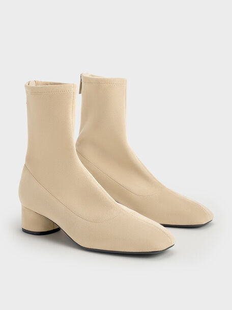 Bottines &agrave; talon en su&eacute;dine avec surpiq&ucirc;re, Sable, hi-res