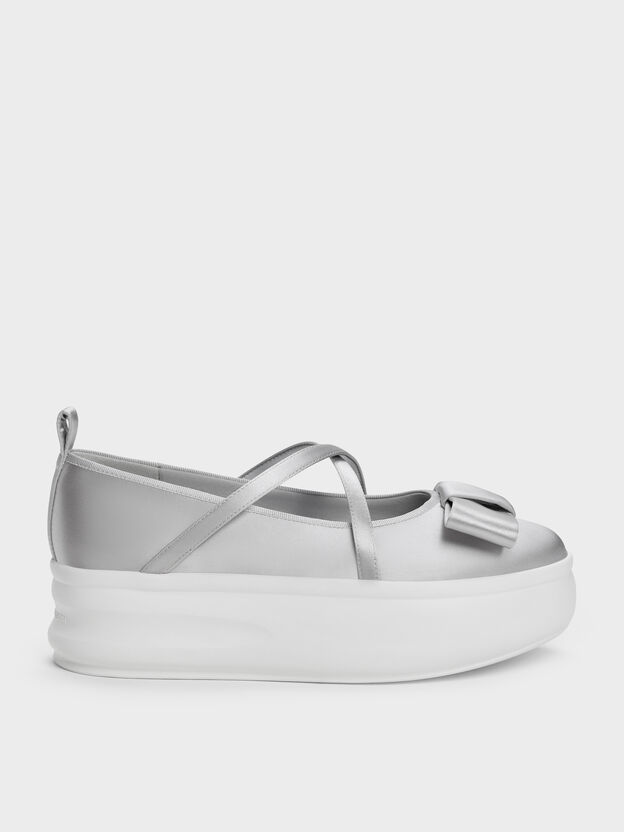 Brantley Bow Platform Mary Janes, Grey, hi-res