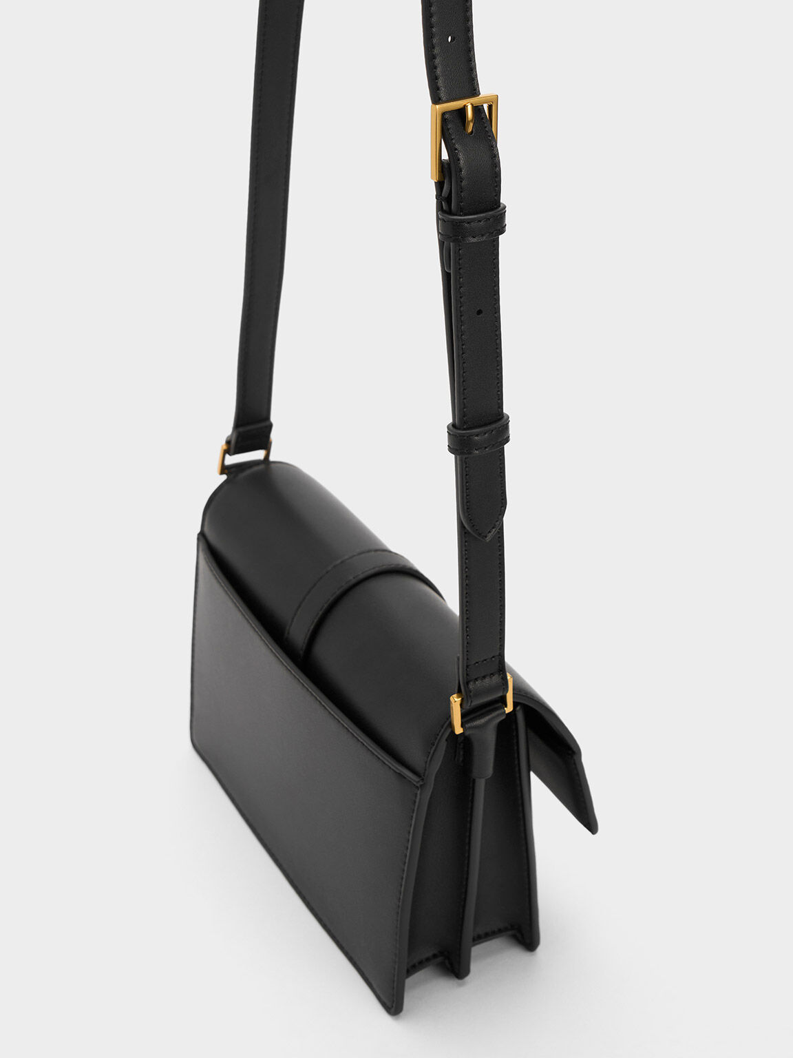 Dua Buckled Crossbody Bag, Black, hi-res