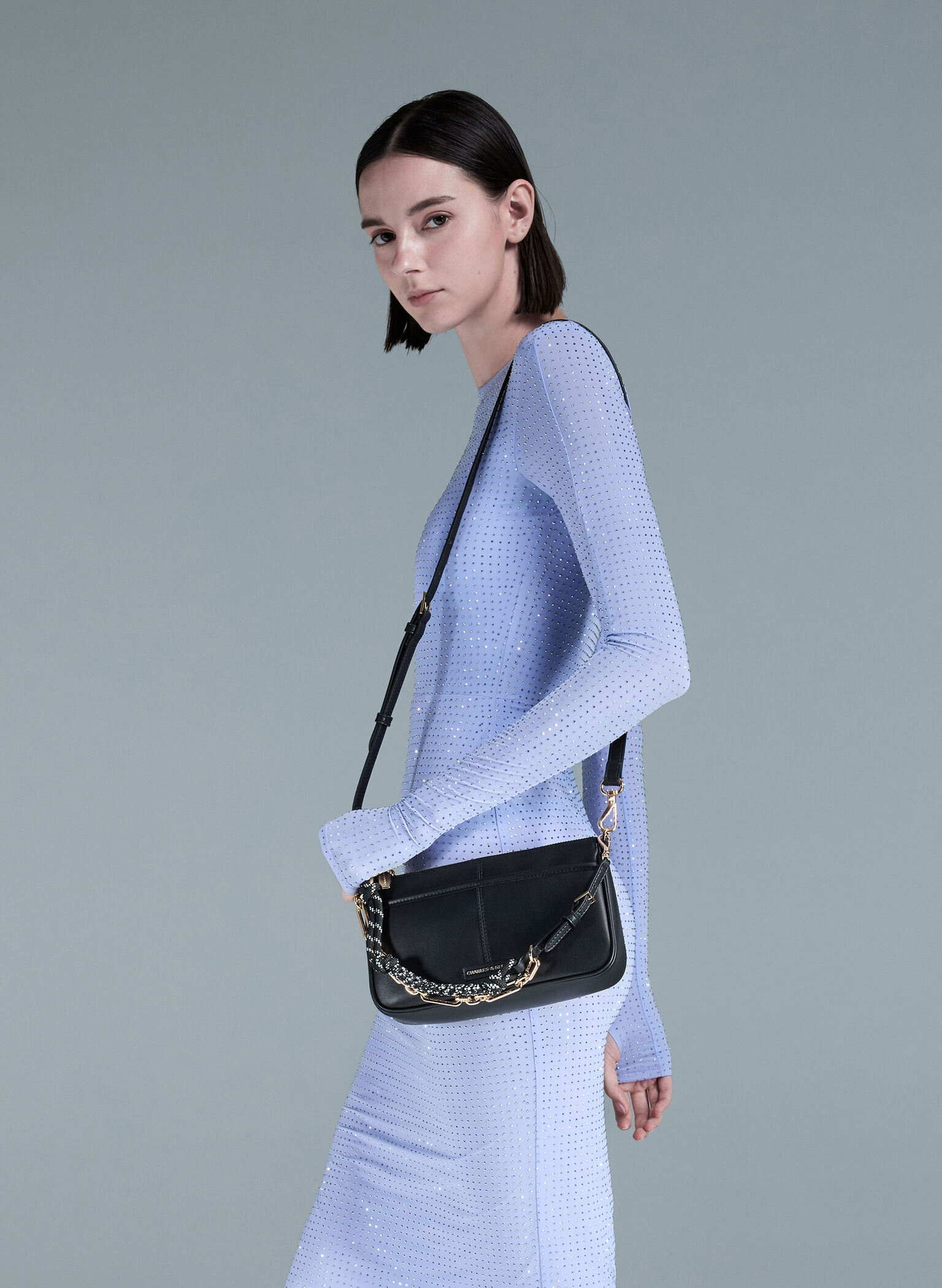 Addison Knotted-Rope Shoulder Bag, Black, hi-res