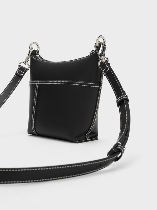 Anthea Contrast-Trim Shoulder Bag, Black, hi-res