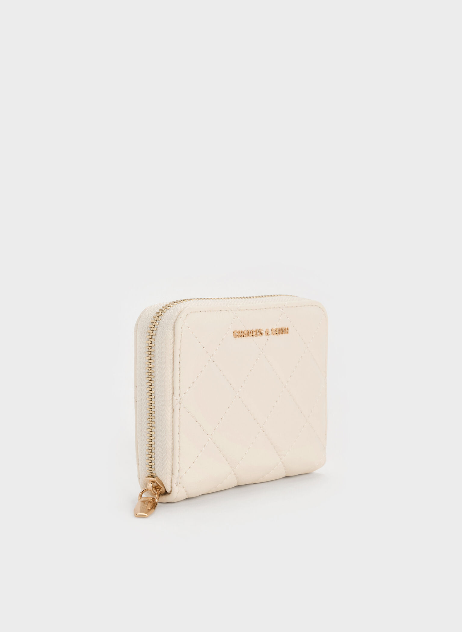 Alva Quilted Zip-Around Wallet, Cream, hi-res